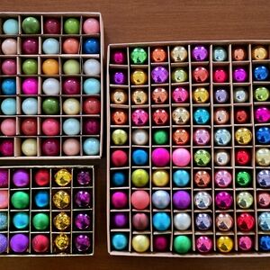 Anthropologie Mini Christmas Ball Ornament Variety Lot Opaque Crackle Shiny CUTE